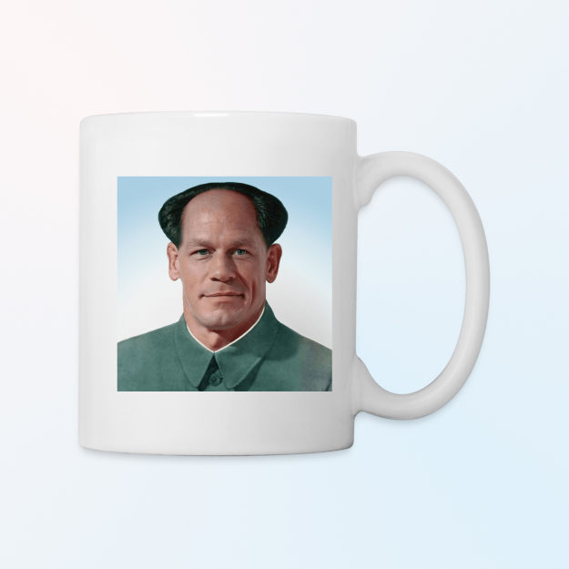 Mug avec la tête de John Xina en gros plan.