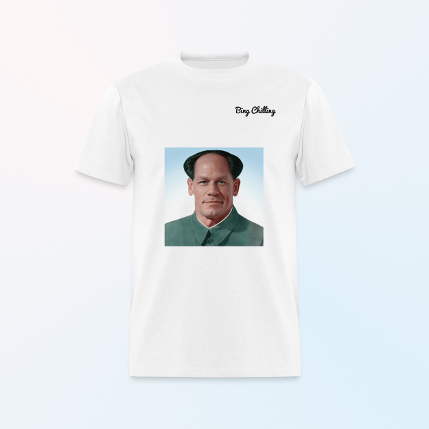 T-shirt avec la tête de John Xina en gros plan.